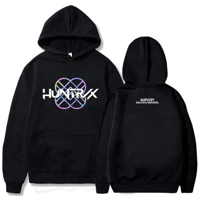 KPop Demon Hunters Huntrix Logo Hoodie Men's Loose Movie Print Hoodie Hot Selling Pattern Autumn/Winter Hoodie Men's Top