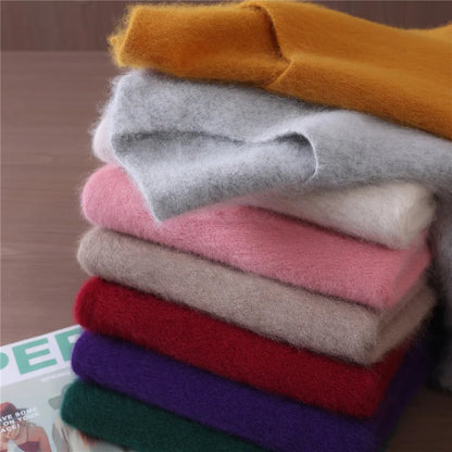 Cashmere Sweater Solid Color Long-Sleeved Wool Knit Bottoming Sweater Loose Top