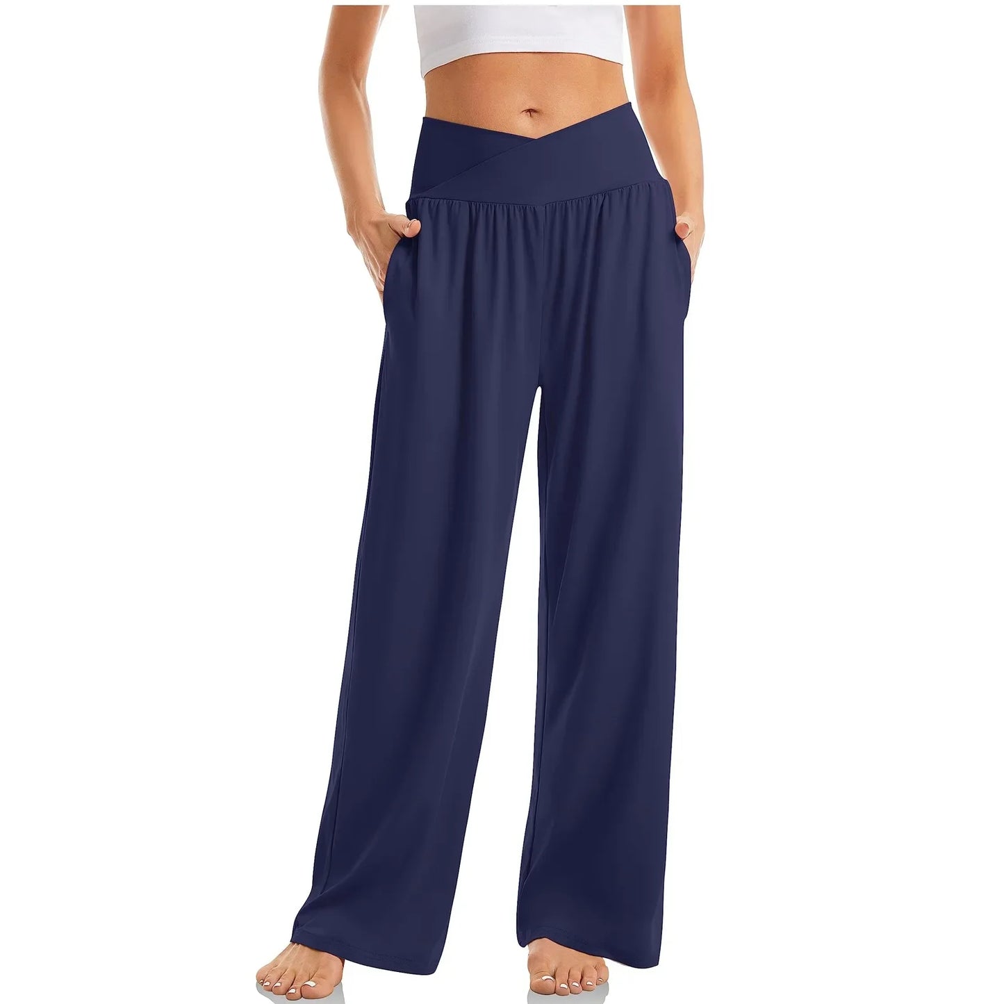 Wide Leg Pants Sweat pants Straight Pants Bottom Plain Fitness Joggers Pants High Waist Travel Basic