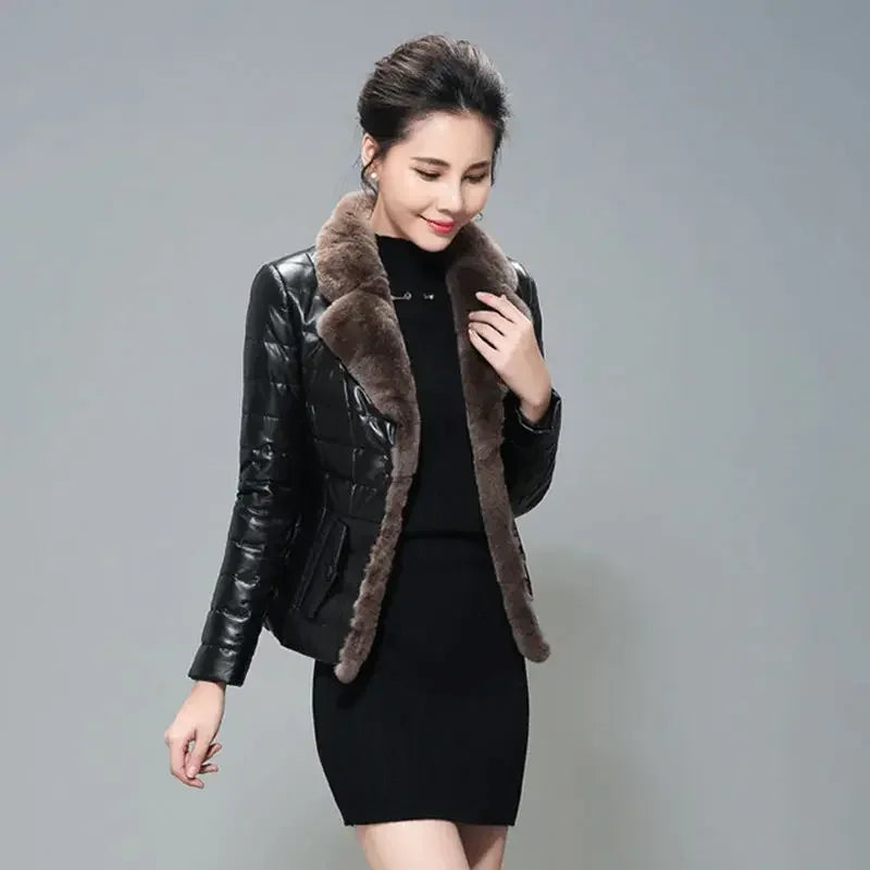 Luxury Vintage Cold Leather Biker Jacket Heavy Fleece