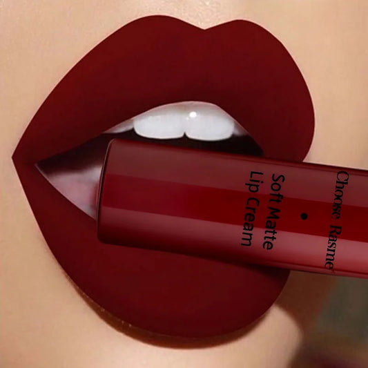 QIBEST Sexy Matte Velvet Liquid Lipstick Velvet Lip Gloss Tint Tube Matte Nude Pigment Red Black Makeup Cosmetics Lipsticks