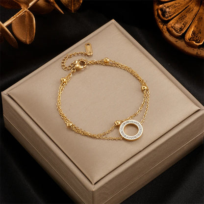 MEYRROYU 316 Stainless Steel Vintage Green Stone Heart Tassel Multilayer Charm Bracelet for Women Wedding Jewelry Beach брелок