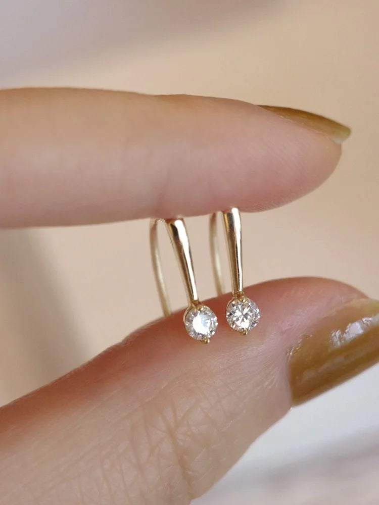 S925 silver-plated 14K gold small ear hooks are clean and simple, light luxury high-end sterling silver earrings for women