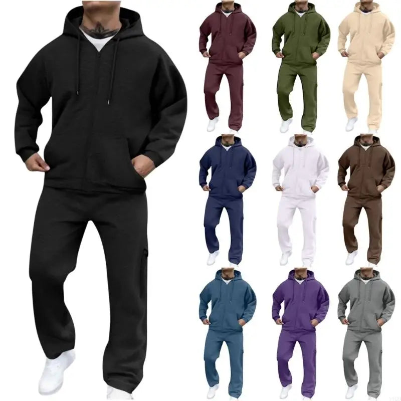 Men's Tracksuit 2 Piece Hoodie and Sweatpants Set Sweatsuits Casual Full Zip Athletic Track Suit Sets
