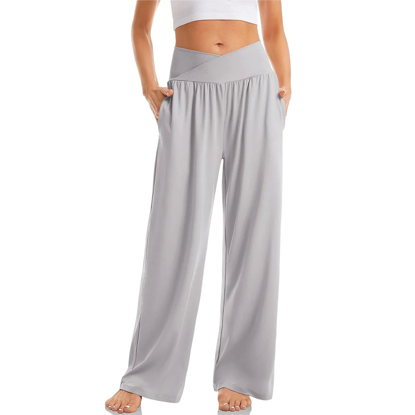 Wide Leg Pants Sweat pants Straight Pants Bottom Plain Fitness Joggers Pants High Waist Travel Basic