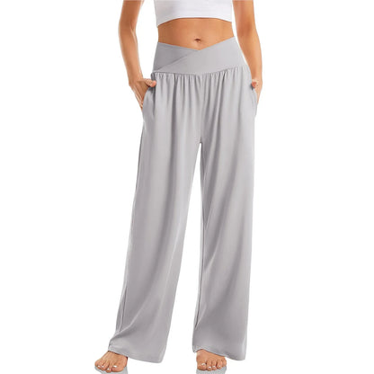 Wide Leg Pants Sweat pants Straight Pants Bottom Plain Fitness Joggers Pants High Waist Travel Basic