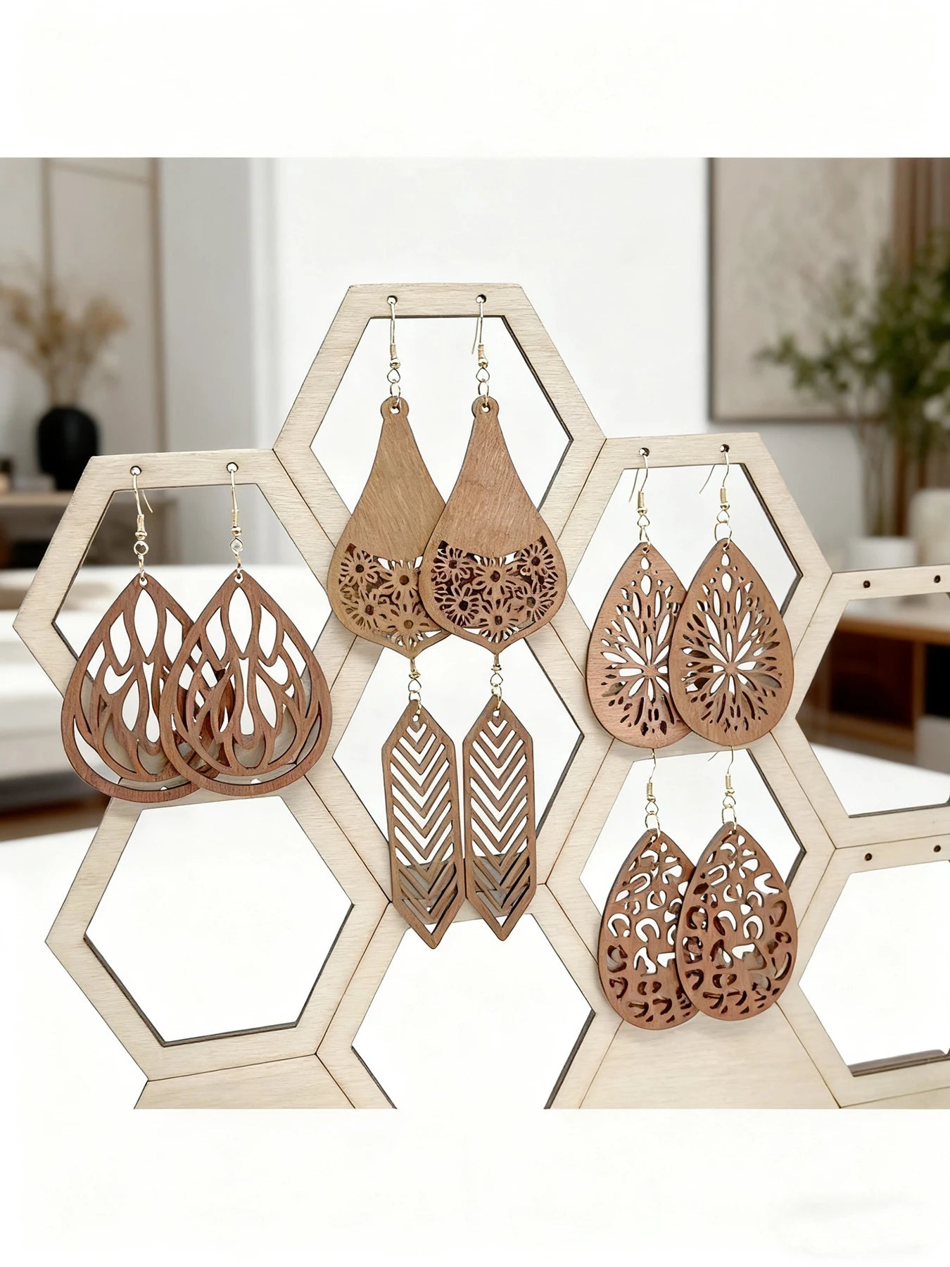 5 Pairs/Set, Bohemian Ear Ring Set - Exquisite Hollow Design Vintage Women's Earrings - Perfect for Both Festive and Everyday Styles