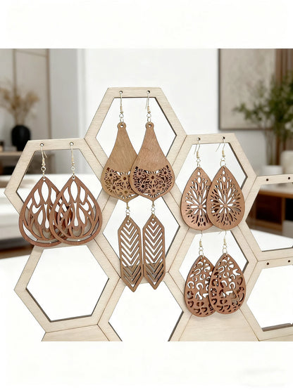 5 Pairs/Set, Bohemian Ear Ring Set - Exquisite Hollow Design Vintage Women's Earrings - Perfect for Both Festive and Everyday Styles