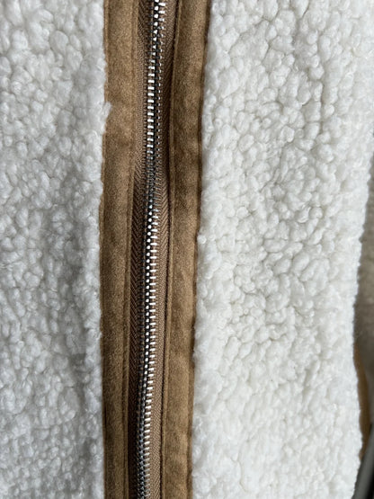 Shearling Coat Reversible Long Sleeve Stand-up Collar