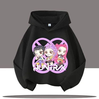 K-pop Demon Hunters Hoodies Boys Girls Long Sleeve Outerwear Saja Boys Print Hooded Coat for Children Fashion Pullover Kids Tops