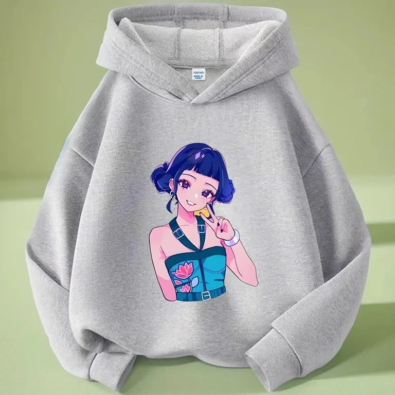 K-pop Demon Hunters Long Sleeve Hoodie for Boys Girls Saja Print Hooded Jacket Children's Fashion Pullover Top Outerwear
