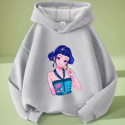 K-pop Demon Hunters Long Sleeve Hoodie for Boys Girls Saja Print Hooded Jacket Children's Fashion Pullover Top Outerwear