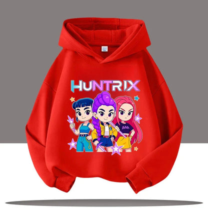K-pop Demon Hunters Hoodies Boys Girls Long Sleeve Outerwear Saja Boys Print Hooded Coat for Children Fashion Pullover Kids Tops