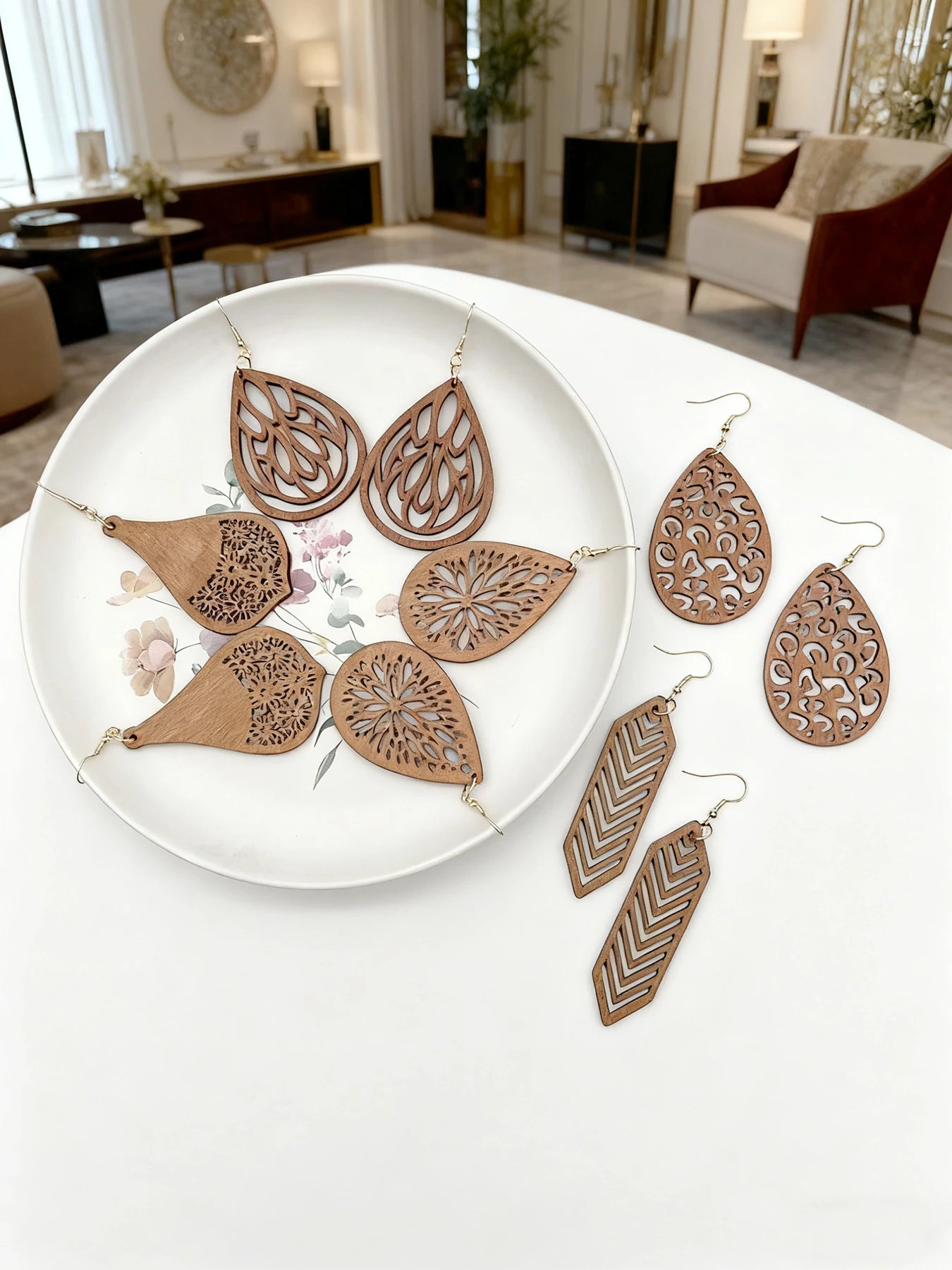 5 Pairs/Set, Bohemian Ear Ring Set - Exquisite Hollow Design Vintage Women's Earrings - Perfect for Both Festive and Everyday Styles