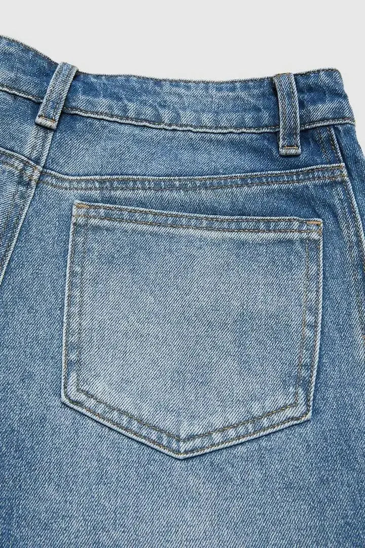 High Waist Wide Leg Jeans Casual Washed Denim Elastic