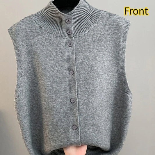 Knitted Vest for Women Solid Color Half Turtleneck Twist Sleeveless Cardigan Fashion Double Sided Wear Loose Waistcoat Knitwear