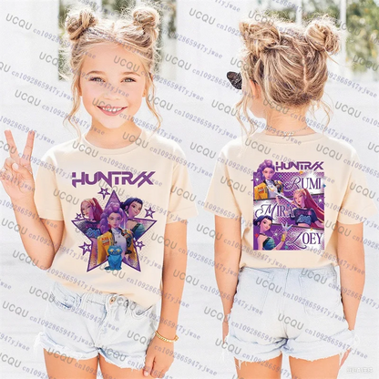 Kpop Demon Hunters Parent Child Short Sleeve T-shirt Cute Kpop Demon Hunters TShirt Harajuku Casual Fashion Cotton Kid's Tshirt