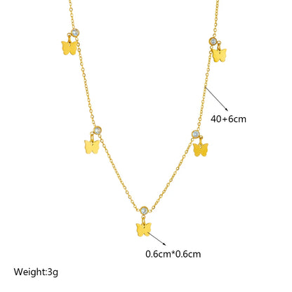 DIEYURO 316L Stainless Steel Heart Eye Square Butterfly Pendant Necklace For Women New Girls Choker Clavicle Chain Jewelry Gifts