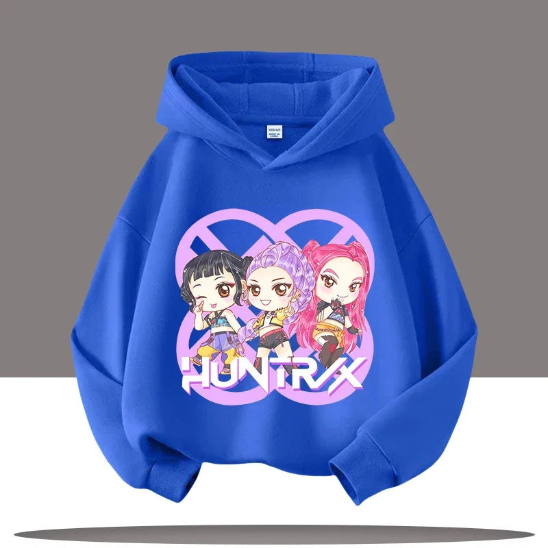 K-pop Demon Hunters Hoodies Boys Girls Long Sleeve Outerwear Saja Boys Print Hooded Coat for Children Fashion Pullover Kids Tops