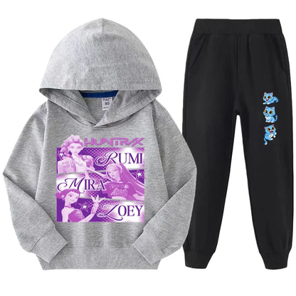 kpop demon hunters Kids sets For Fantasy Lovers: Kids Hunter Witch Squad Full Sleeve Hoodie Set