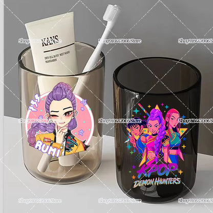 Anime K-pop Demon Hunters Print Bathroom Tumblers Shower Room Products Rumi Mira Zoey Household Merchandises Travel Accessories