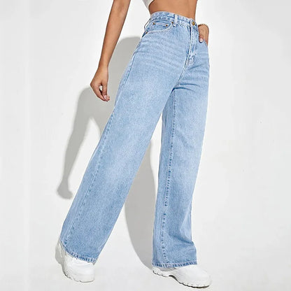 New Women Wear European And American Loose Denim Wide Leg Pants Slim High Waist All-Match Jeans For Women H300