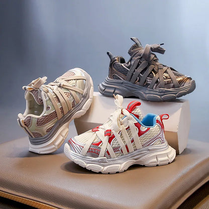 Children's Sneakers Chunky 2025 New Girls Basketball Shoes Fashion Versatile Kids Causal Boys Sports Shoes for School Breathable