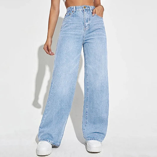 New Women Wear European And American Loose Denim Wide Leg Pants Slim High Waist All-Match Jeans For Women H300