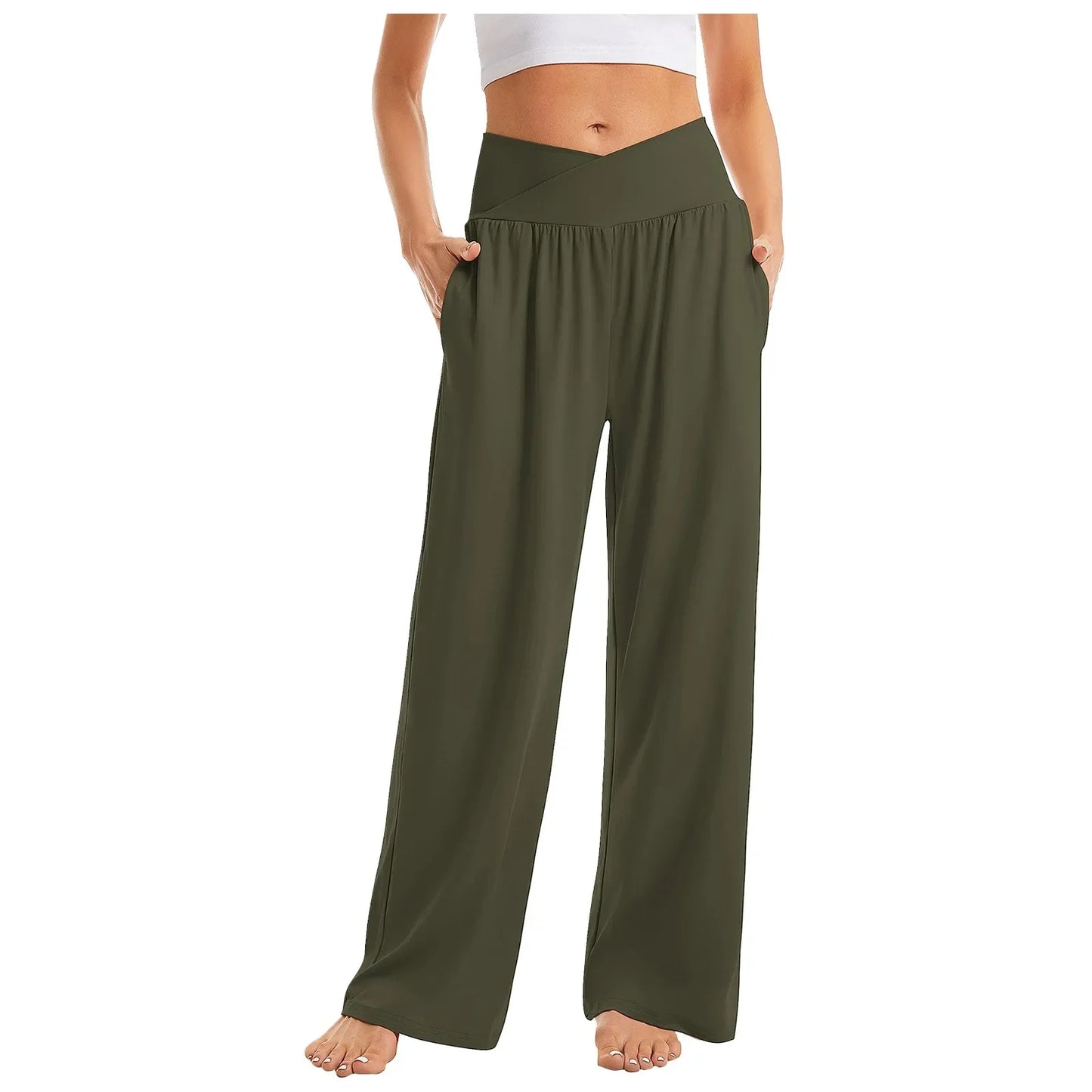 Wide Leg Pants Sweat pants Straight Pants Bottom Plain Fitness Joggers Pants High Waist Travel Basic