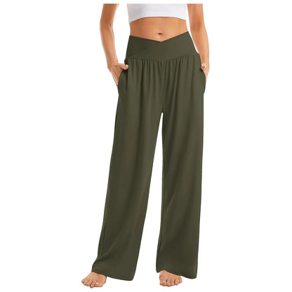 Wide Leg Pants Sweat pants Straight Pants Bottom Plain Fitness Joggers Pants High Waist Travel Basic