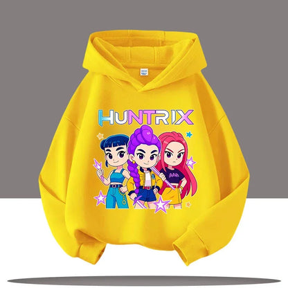 K-pop Demon Hunters Hoodies Boys Girls Long Sleeve Outerwear Saja Boys Print Hooded Coat for Children Fashion Pullover Kids Tops