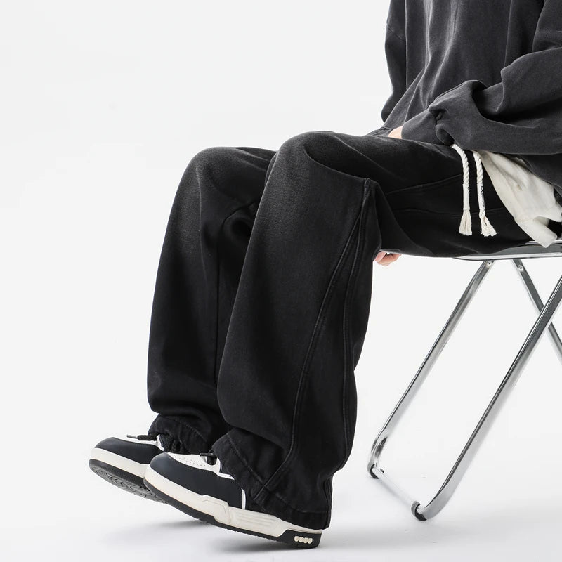 Men Vintage Straight Wide Leg Jeans Retro Loose Casual Denim Trousers Man Women Streetwear Jeans Pants Neutral Baggy Jeans