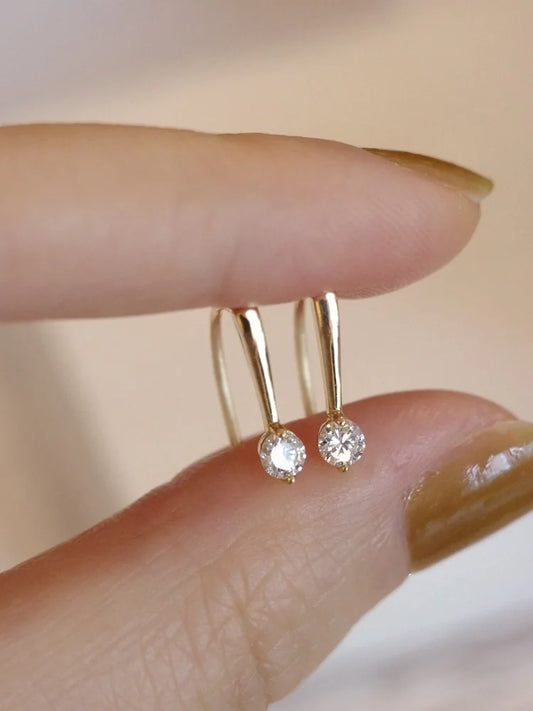 S925 silver-plated 14K gold small ear hooks are clean and simple, light luxury high-end sterling silver earrings for women
