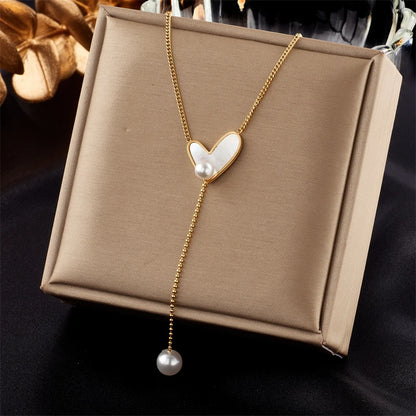 DIEYURO 316L Stainless Steel Heart Eye Square Butterfly Pendant Necklace For Women New Girls Choker Clavicle Chain Jewelry Gifts