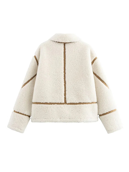 Lamb Wool One Coat European And American Style Lapel Loose