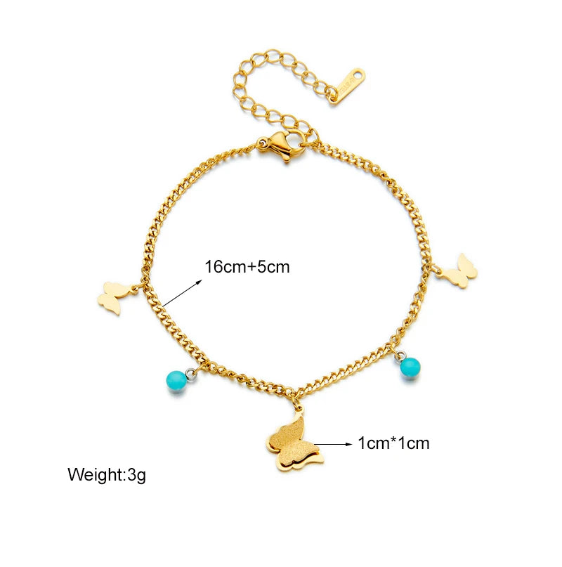 MEYRROYU 316 Stainless Steel Vintage Green Stone Heart Tassel Multilayer Charm Bracelet for Women Wedding Jewelry Beach брелок