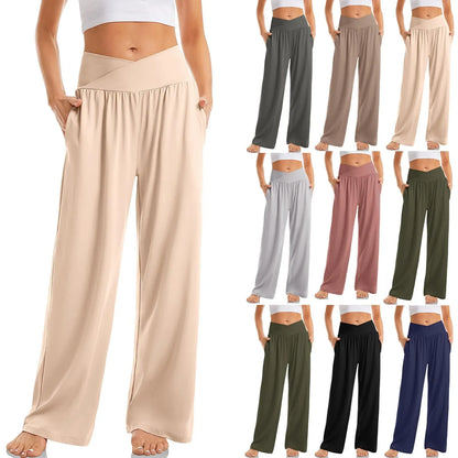 Wide Leg Pants Sweat pants Straight Pants Bottom Plain Fitness Joggers Pants High Waist Travel Basic
