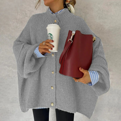 Basic Casual Women's Sweater Knit Solid color O-neck Single Breasted Oversize Cardigan