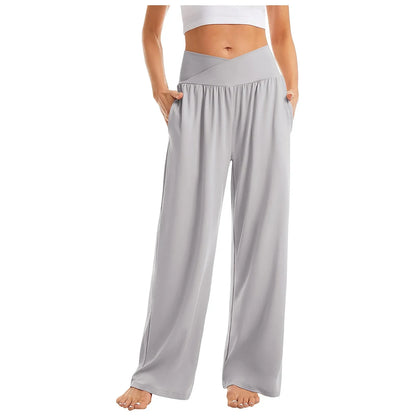 Wide Leg Pants Sweat pants Straight Pants Bottom Plain Fitness Joggers Pants High Waist Travel Basic