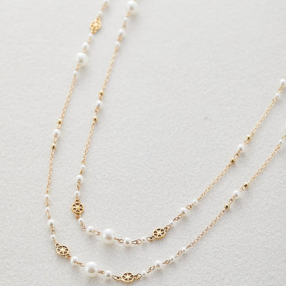 2Pcs/Set Temperament Imitation Pearl Long Chain Necklace for Women Fashion Statement Goth Sweather Link Neck Jewelry