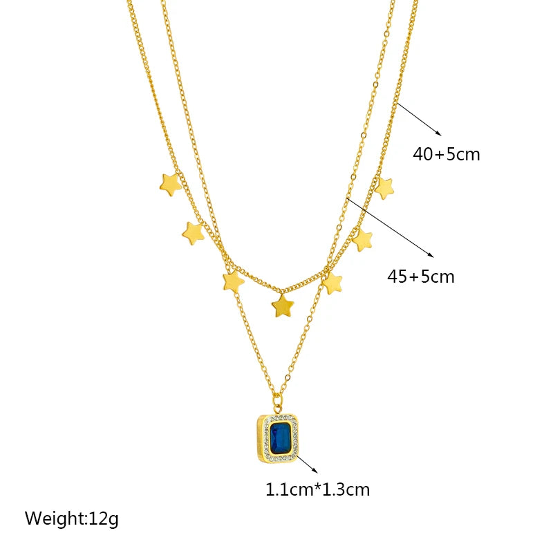DIEYURO 316L Stainless Steel Heart Eye Square Butterfly Pendant Necklace For Women New Girls Choker Clavicle Chain Jewelry Gifts