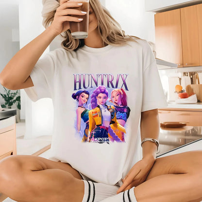 Kpop Demon Hunters T-Shirt Kpop Huntrix PIN Saja Boys T-Shirt Clothing Graphic Short Sleeve Men Women All-Season