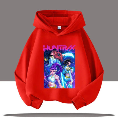 K-pop Demon Hunters Hoodies Boys Girls Long Sleeve Outerwear Saja Boys Print Hooded Coat for Children Fashion Pullover Kids Tops