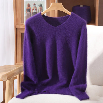 Cashmere Sweater Solid Color Long-Sleeved Wool Knit Bottoming Sweater Loose Top