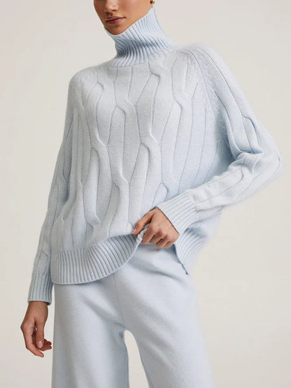 Knitted Pullover Sweater Turtleneck Women Elegant Oversized