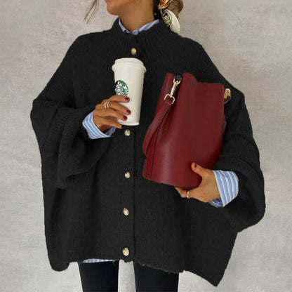 Basic Casual Women's Sweater Knit Solid color O-neck Single Breasted Oversize Cardigan