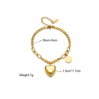 MEYRROYU 316 Stainless Steel Vintage Green Stone Heart Tassel Multilayer Charm Bracelet for Women Wedding Jewelry Beach брелок