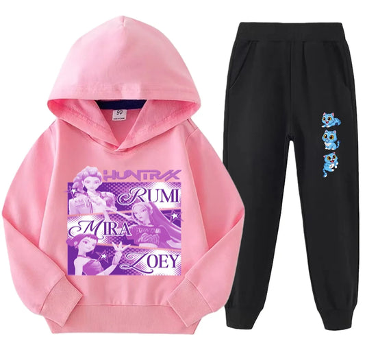 kpop demon hunters Kids sets For Fantasy Lovers: Kids Hunter Witch Squad Full Sleeve Hoodie Set