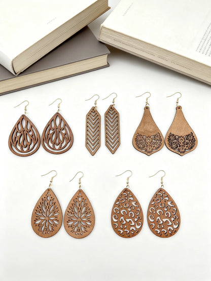 5 Pairs/Set, Bohemian Ear Ring Set - Exquisite Hollow Design Vintage Women's Earrings - Perfect for Both Festive and Everyday Styles