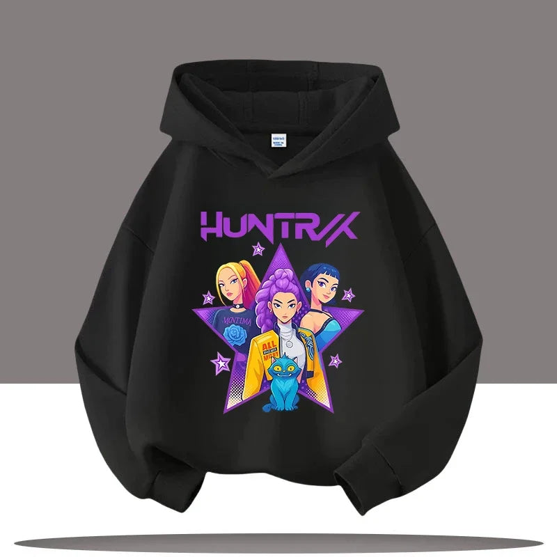 K-pop Demon Hunters Hoodies Boys Girls Long Sleeve Outerwear Saja Boys Print Hooded Coat for Children Fashion Pullover Kids Tops